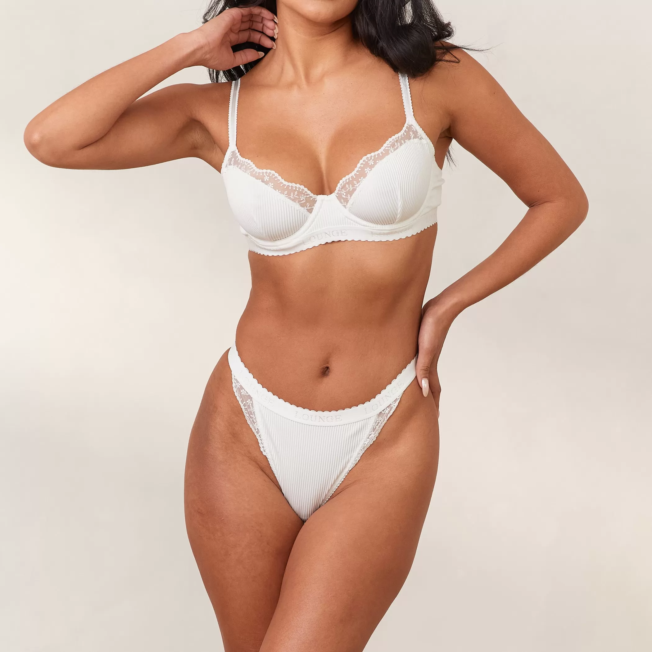 Bridal | Solutions | Lounge Ribbed Balcony Bra - White