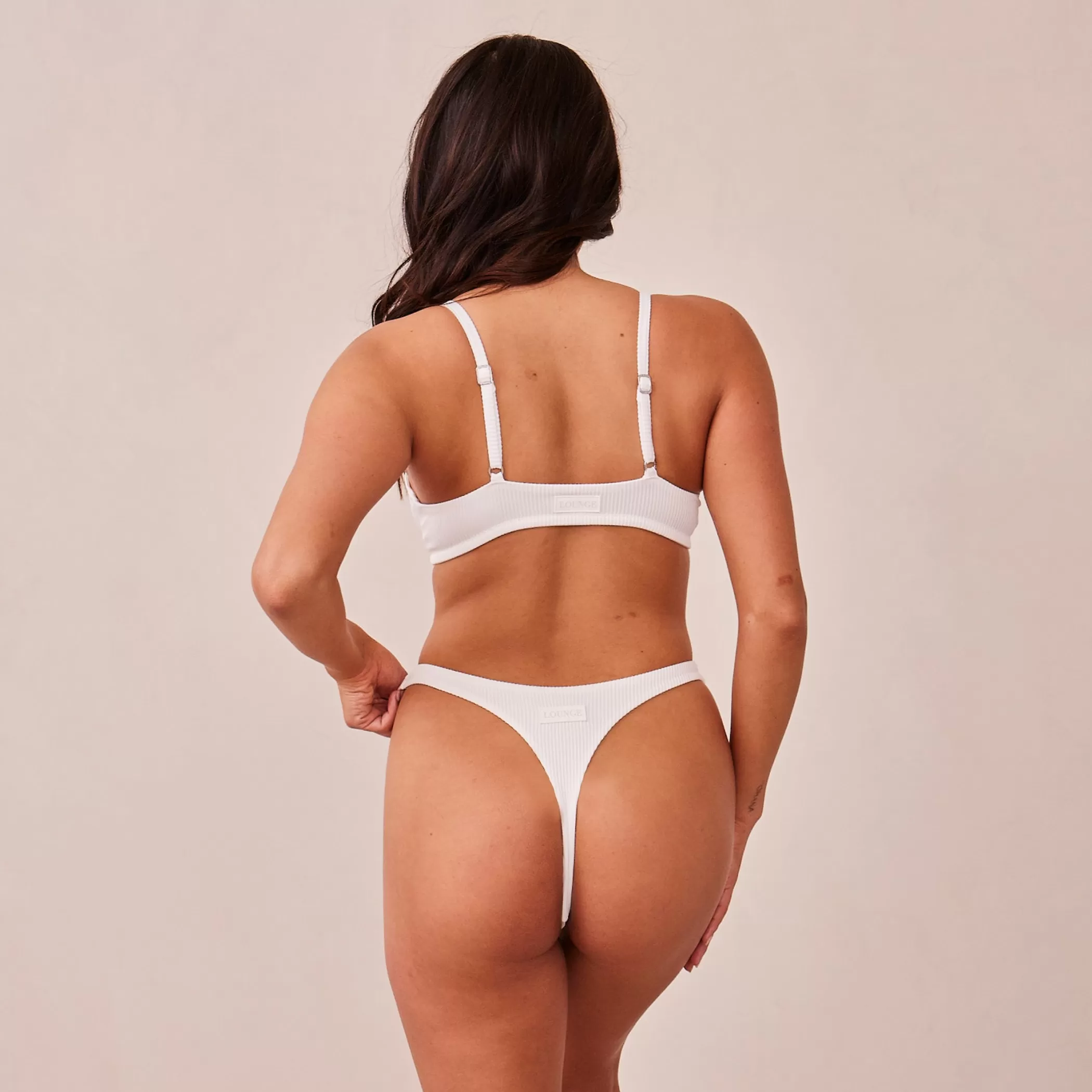 Triangle | Bralettes | Lounge Ribbed Triangle Bra & Thong/Briefs Set - White