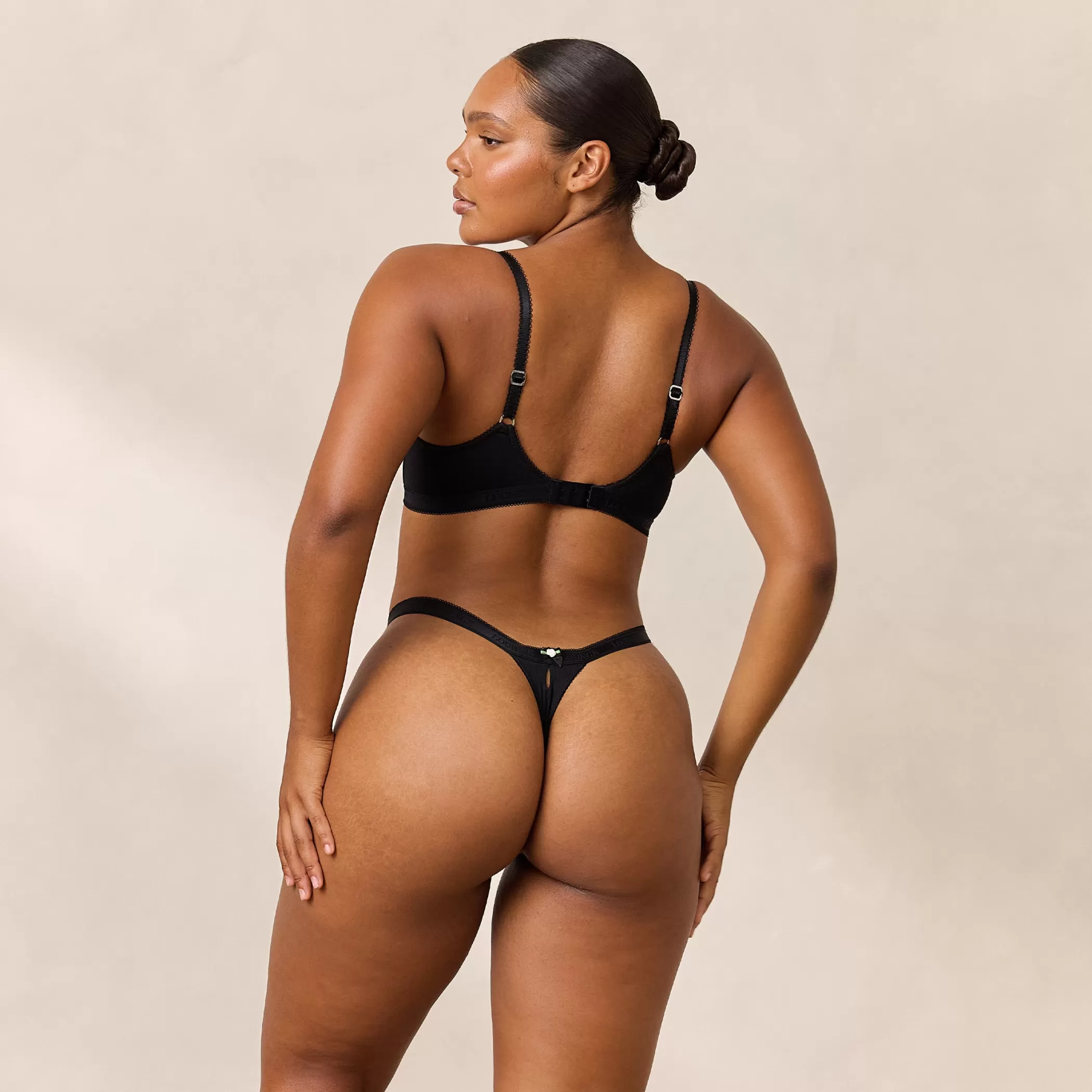 Lingerie | Lounge Rosebud Ribbed Balcony Bra - Black