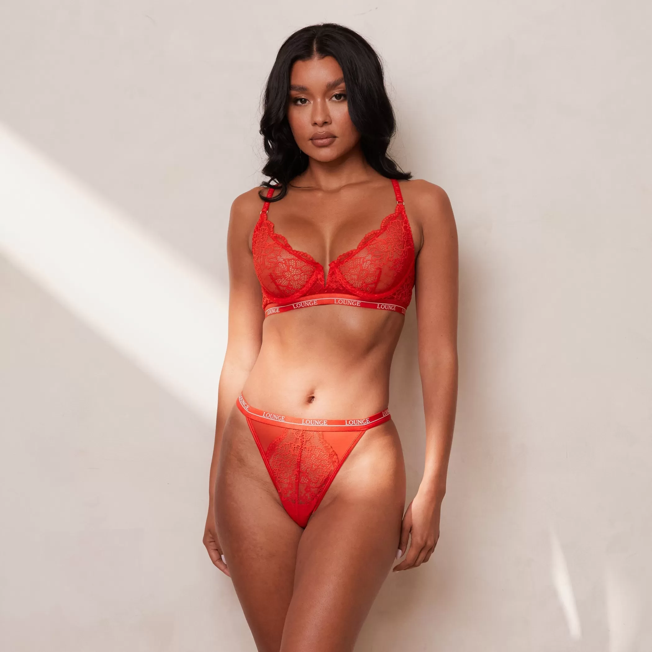 Lace | Balcony | Lounge Royal Balcony Bra & Thong Set - Red