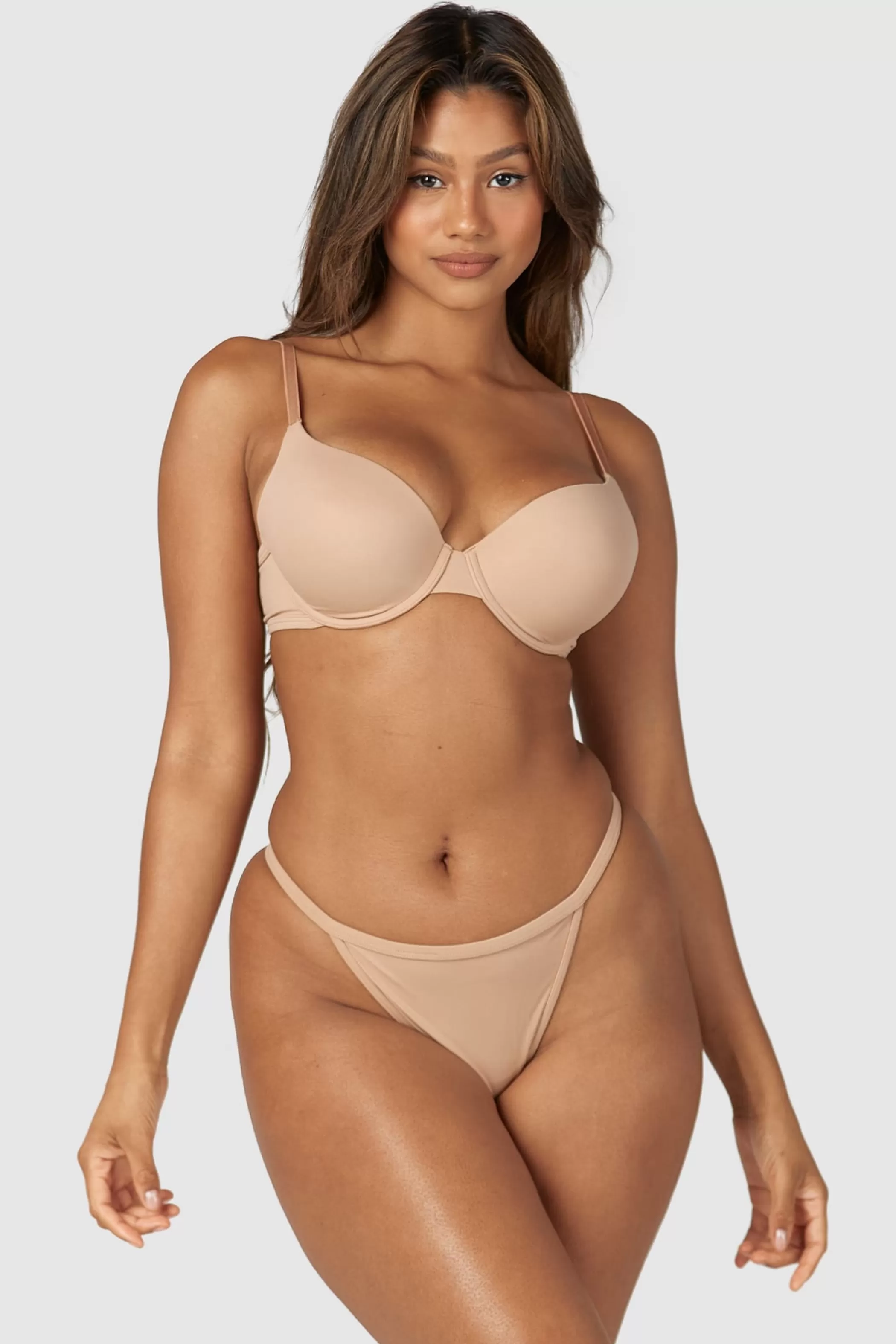 Bridal | Solutions | Lounge Sculpt Push-Up T-shirt Bra & G-string/Briefs Set - Honey