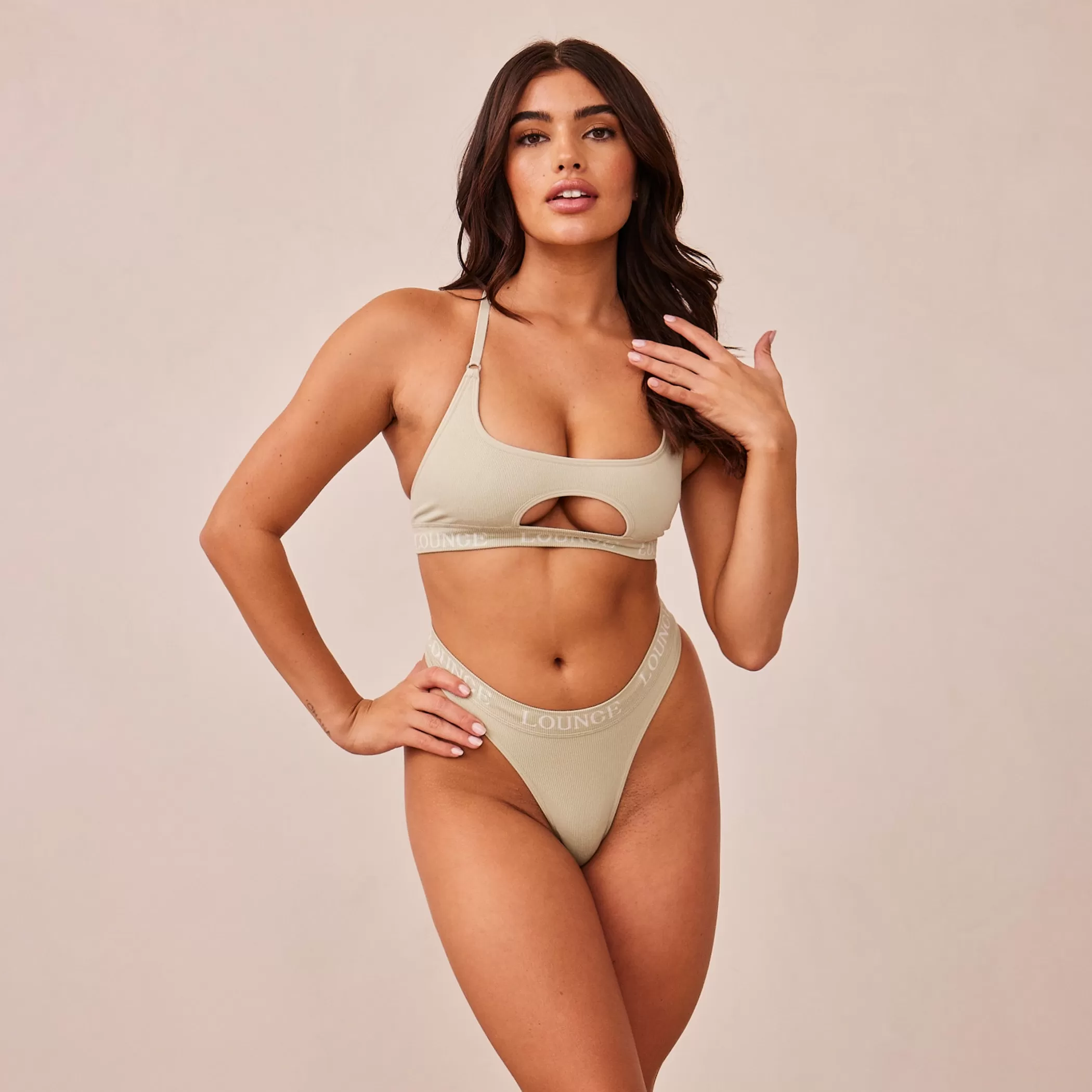 Solutions | Bralettes | Lounge Seamless Bra & Thong/Briefs Set - Olive