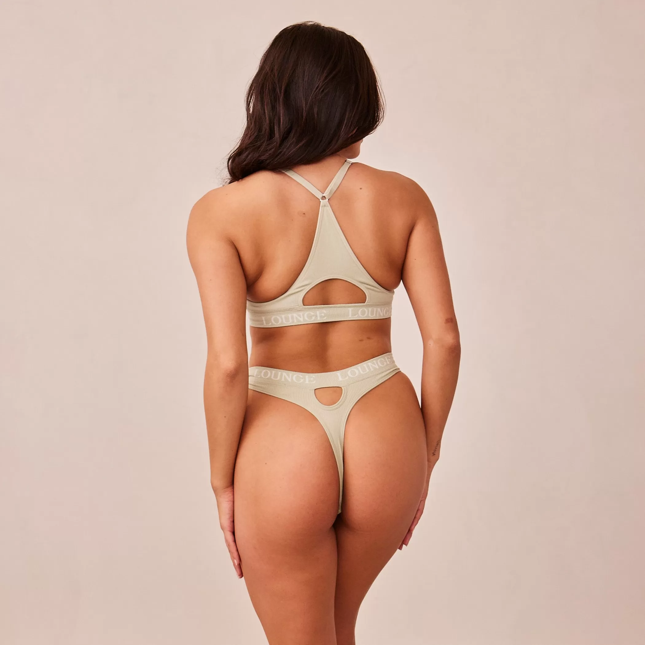 Solutions | Bralettes | Lounge Seamless Bra & Thong/Briefs Set - Olive
