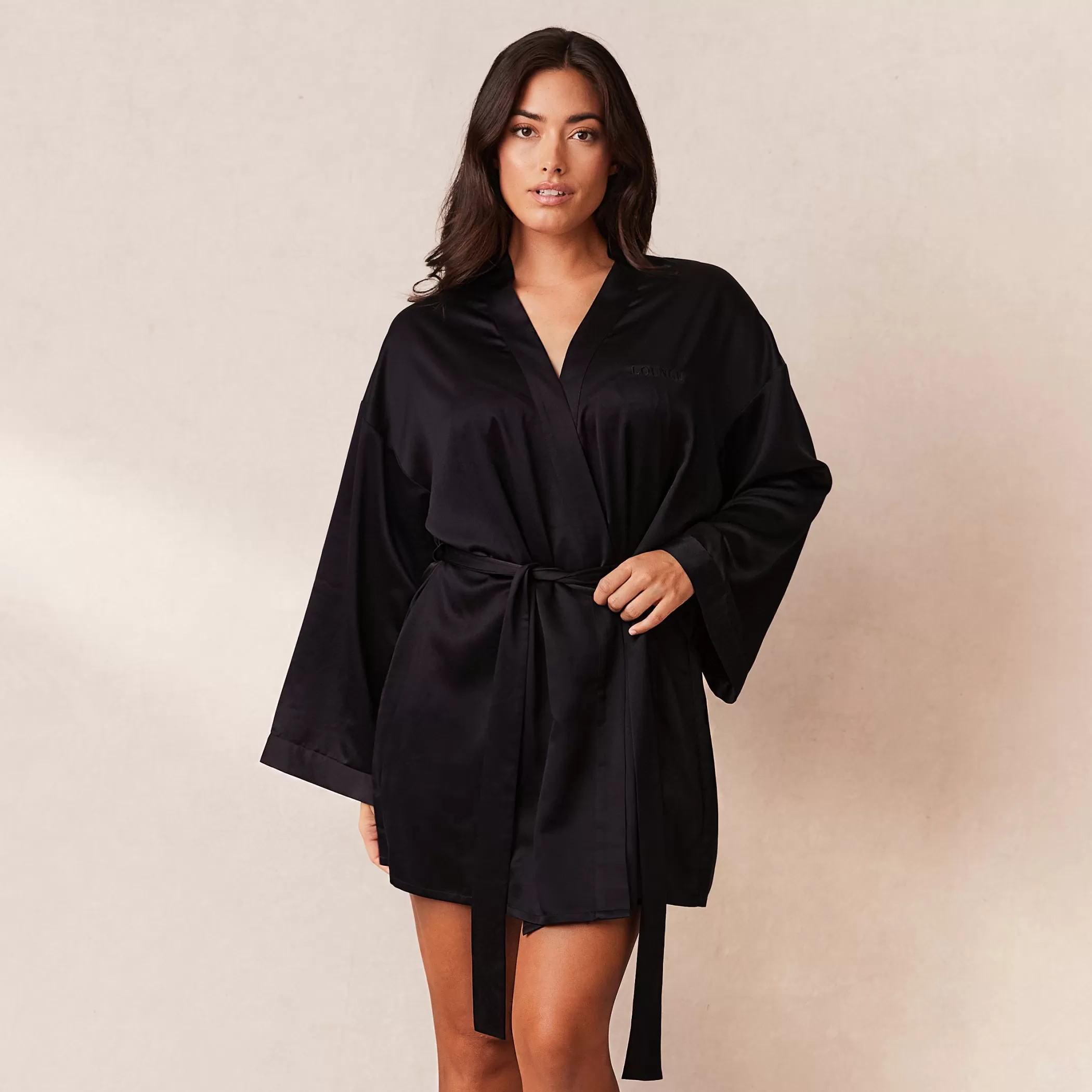 Bathrobes | Lounge Signature Satin Robe - Black