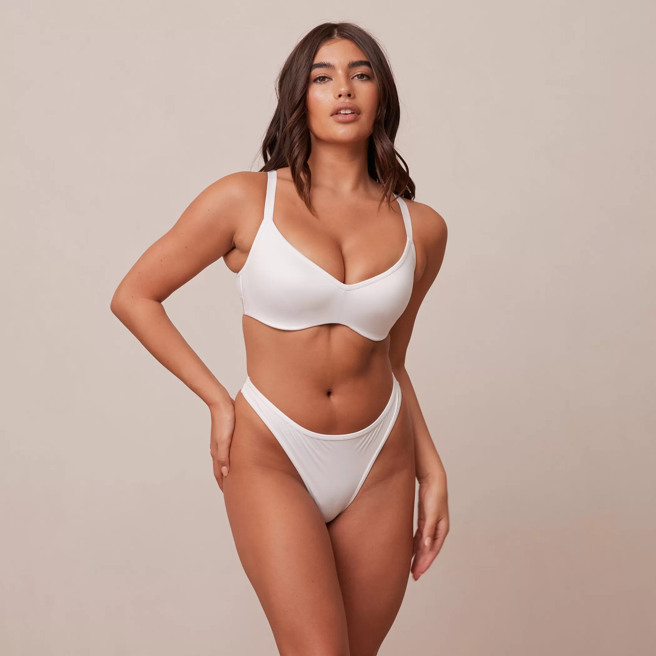 Bridal | Solutions | Lounge Sleek Mindful Bra & Thong/Briefs Set - White