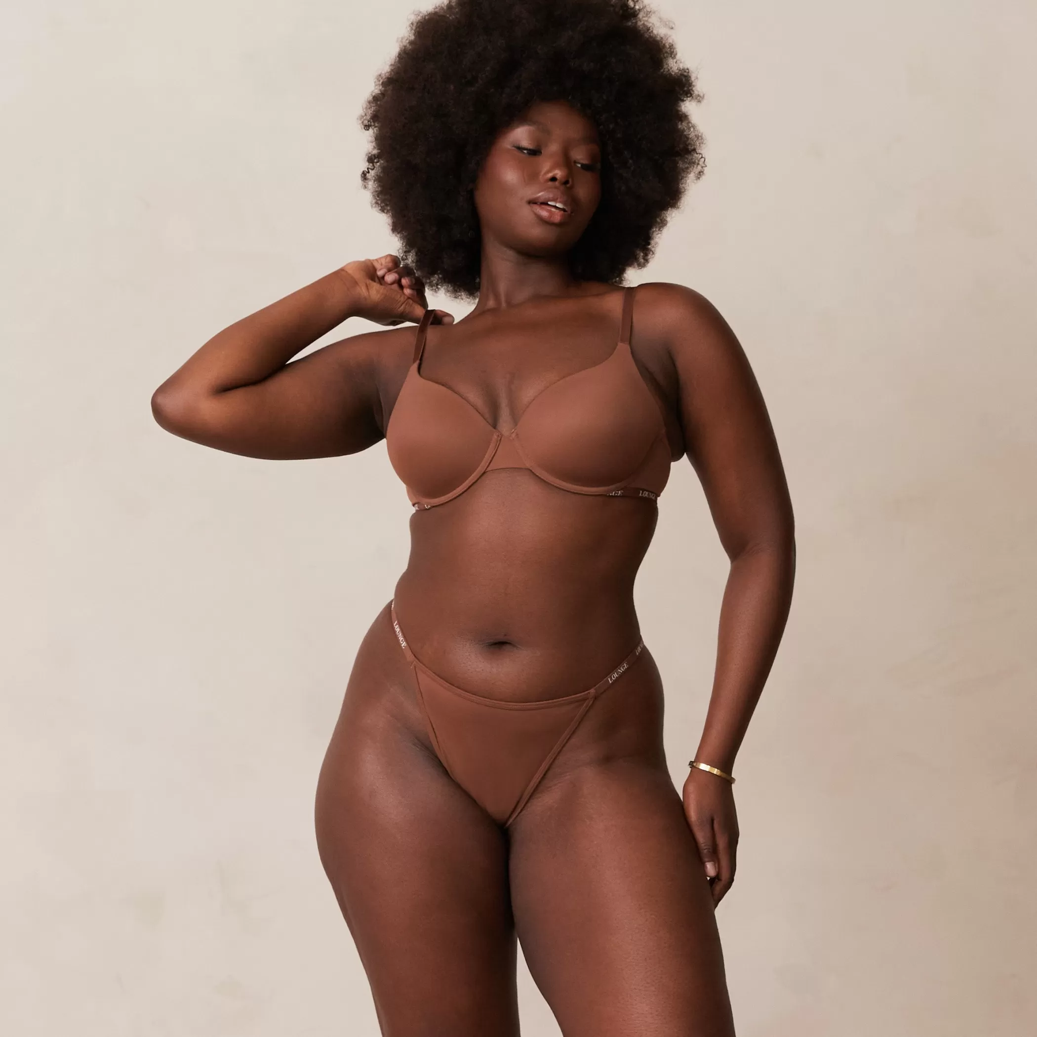 Solutions | T-shirt Bras | Lounge Smooth Classic T-shirt Bra & Thong/Briefs Set - Chestnut
