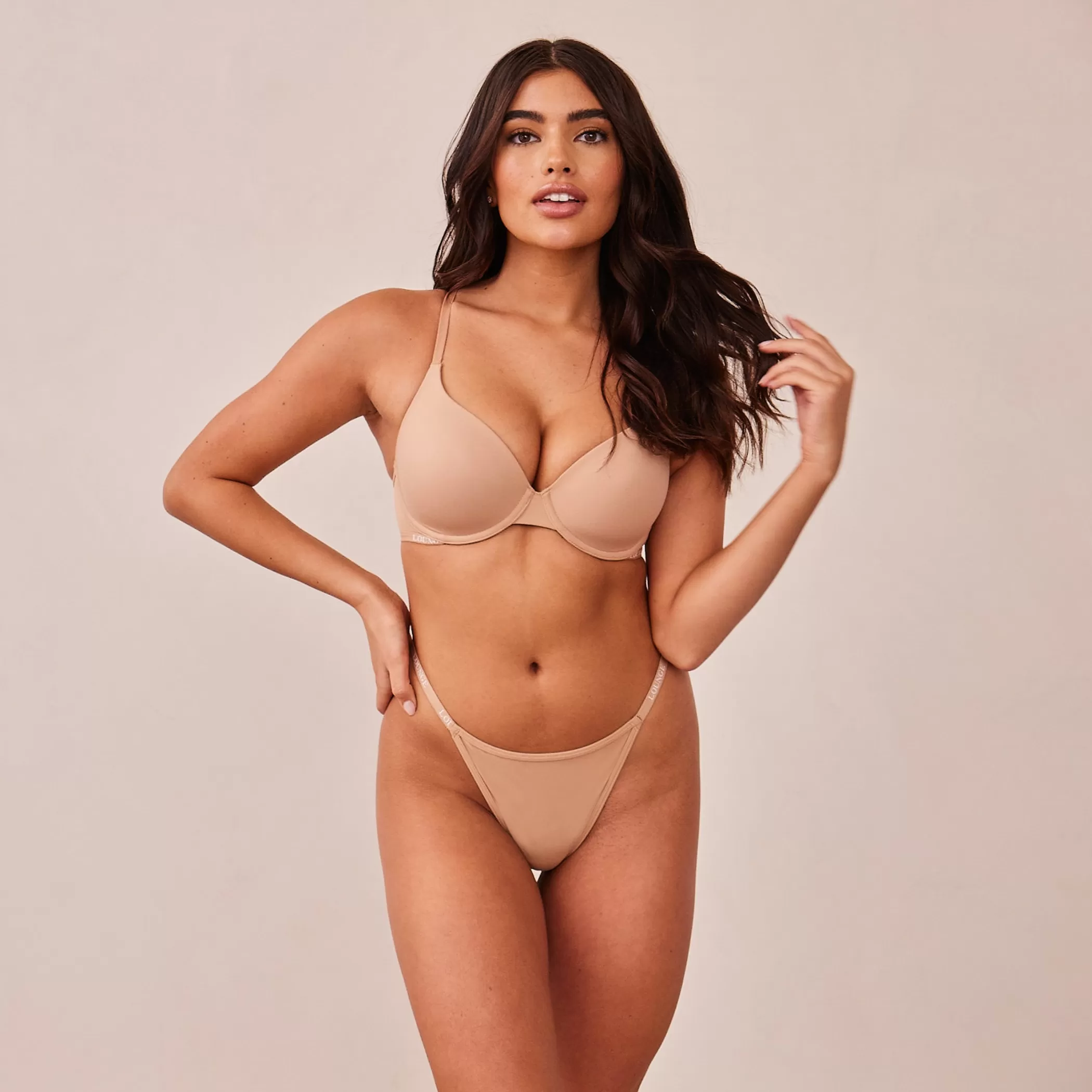 Bridal | Solutions | Lounge Smooth Classic T-shirt Bra & Thong/Briefs Set - Honey