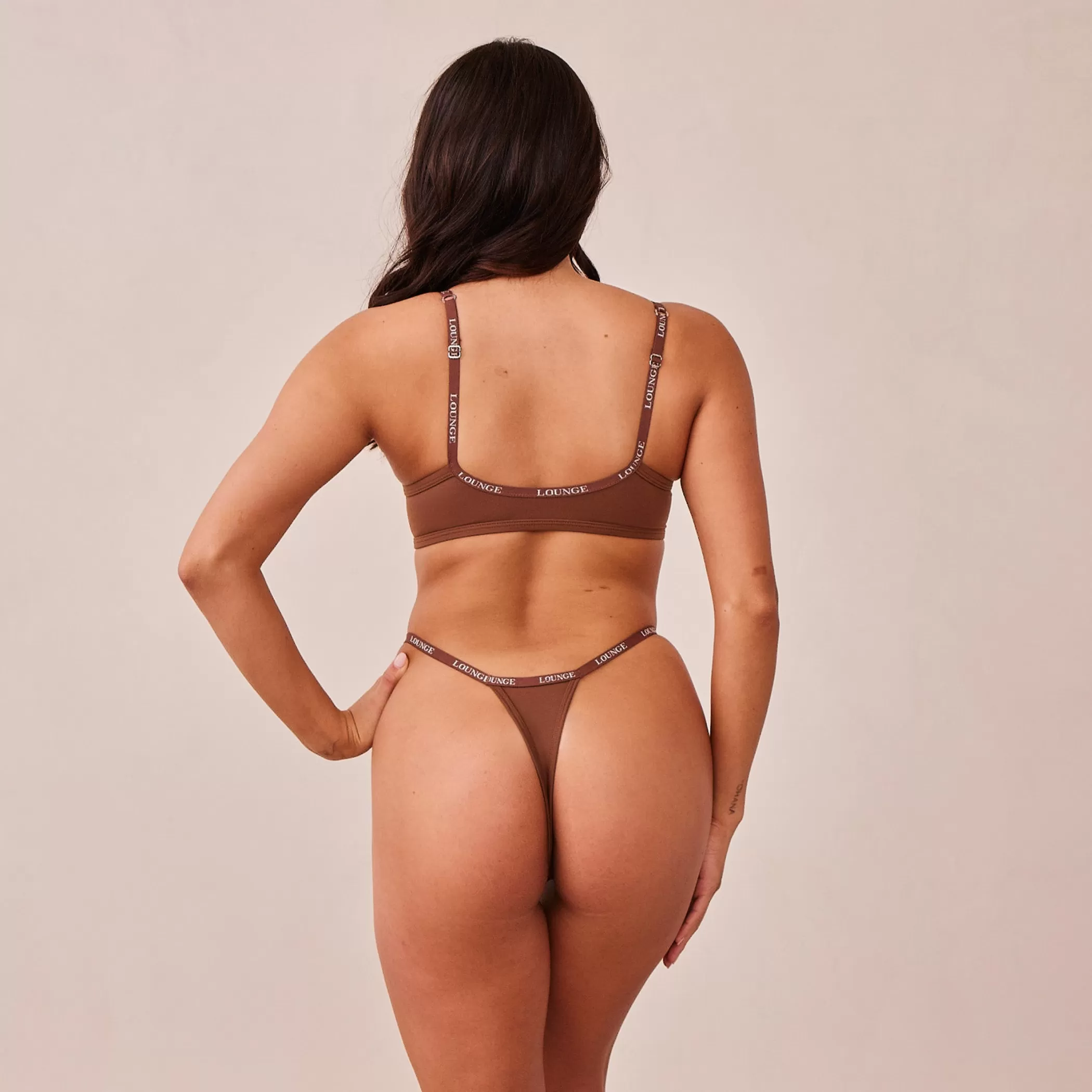 T-shirt Bras | Padded | Lounge Smooth Front Fastening T-shirt Bra & Thong/Briefs Set - Chestnut