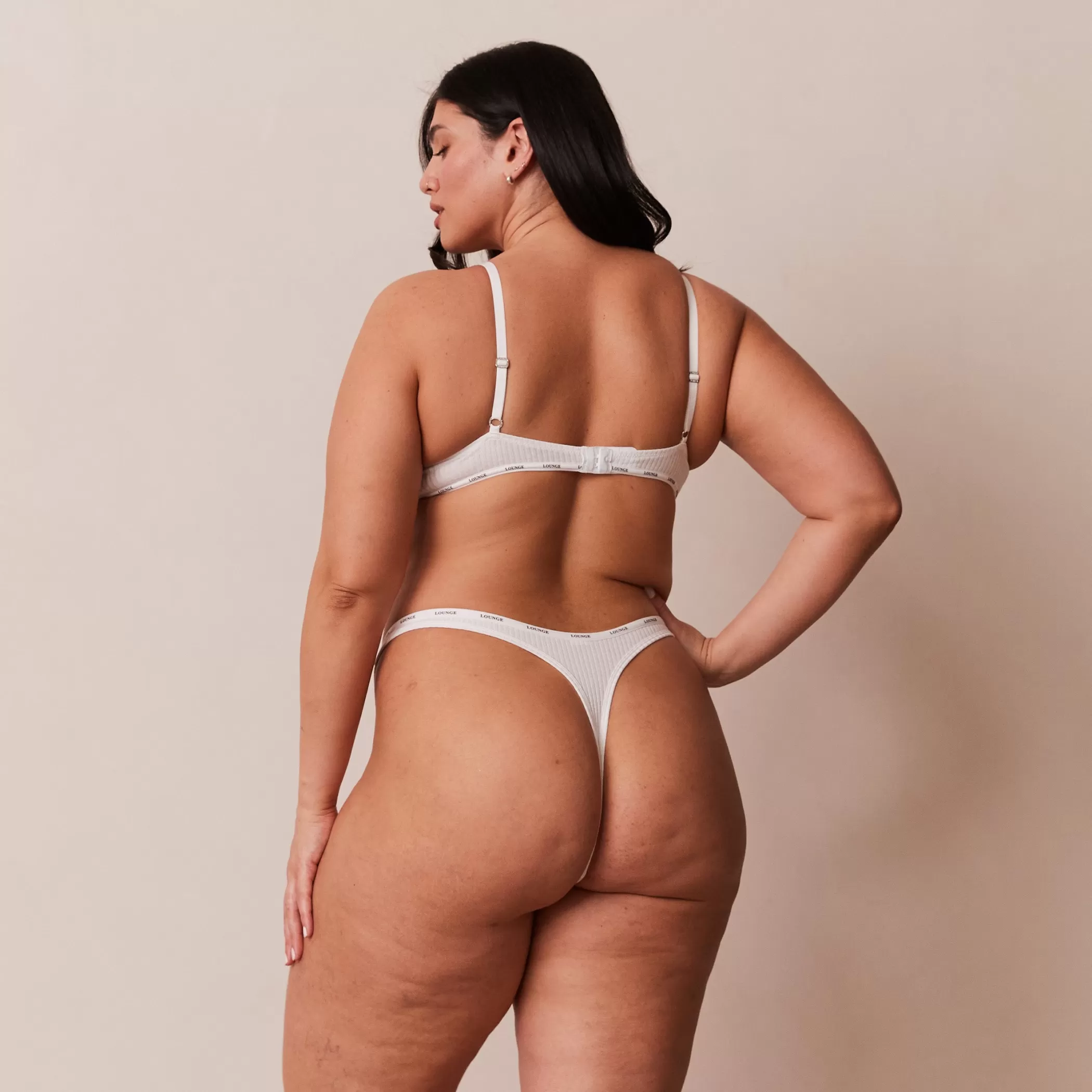 Bras | Lounge So Soft Ribbed T-Shirt Bra & Thong Set - White