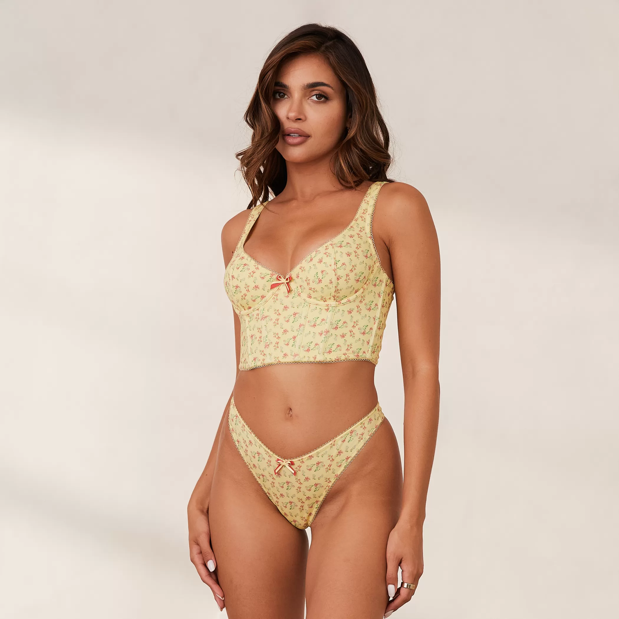 Longlines | Wired | Lounge Sweet Longline Bra & G-string Set - Lemon Floral LemonFloral