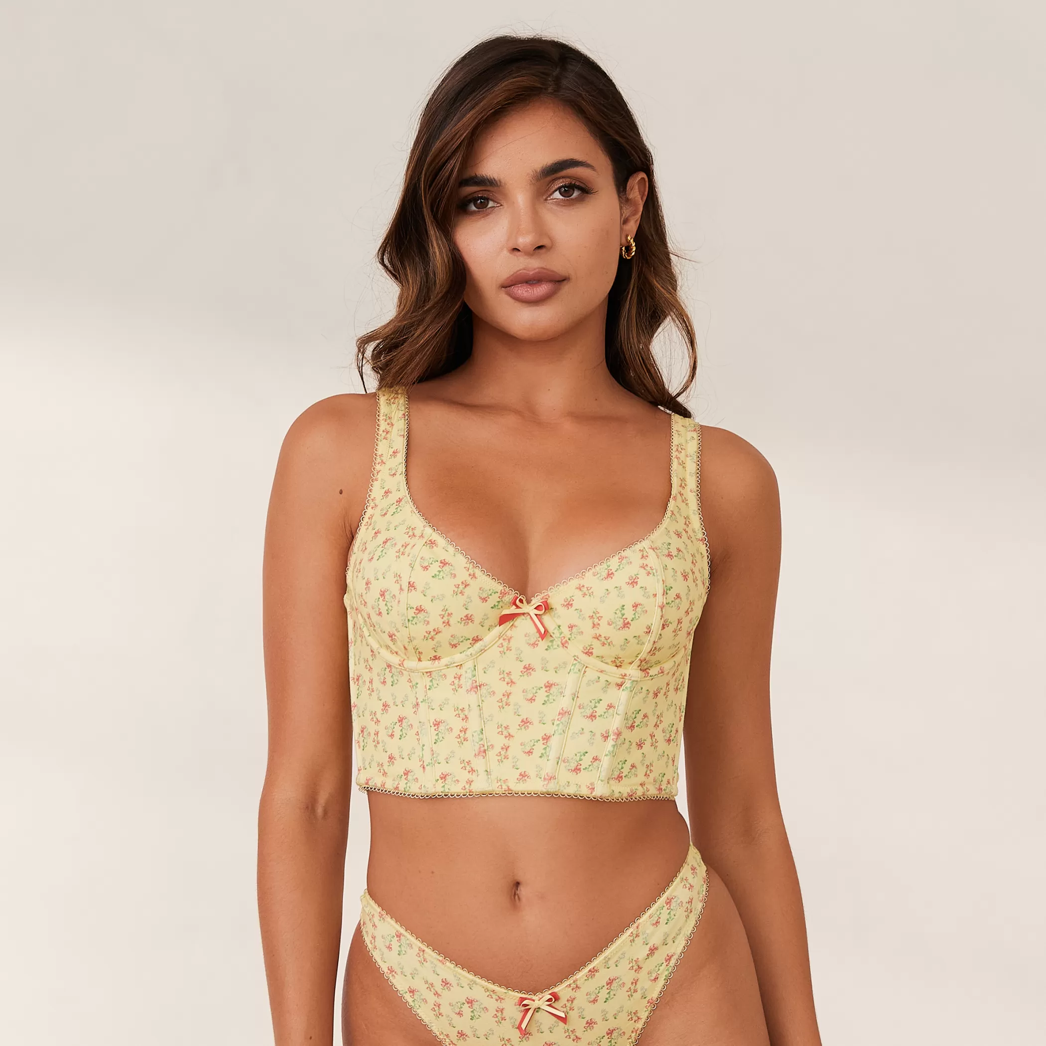 Longlines | Wired | Lounge Sweet Longline Bra & G-string Set - Lemon Floral LemonFloral