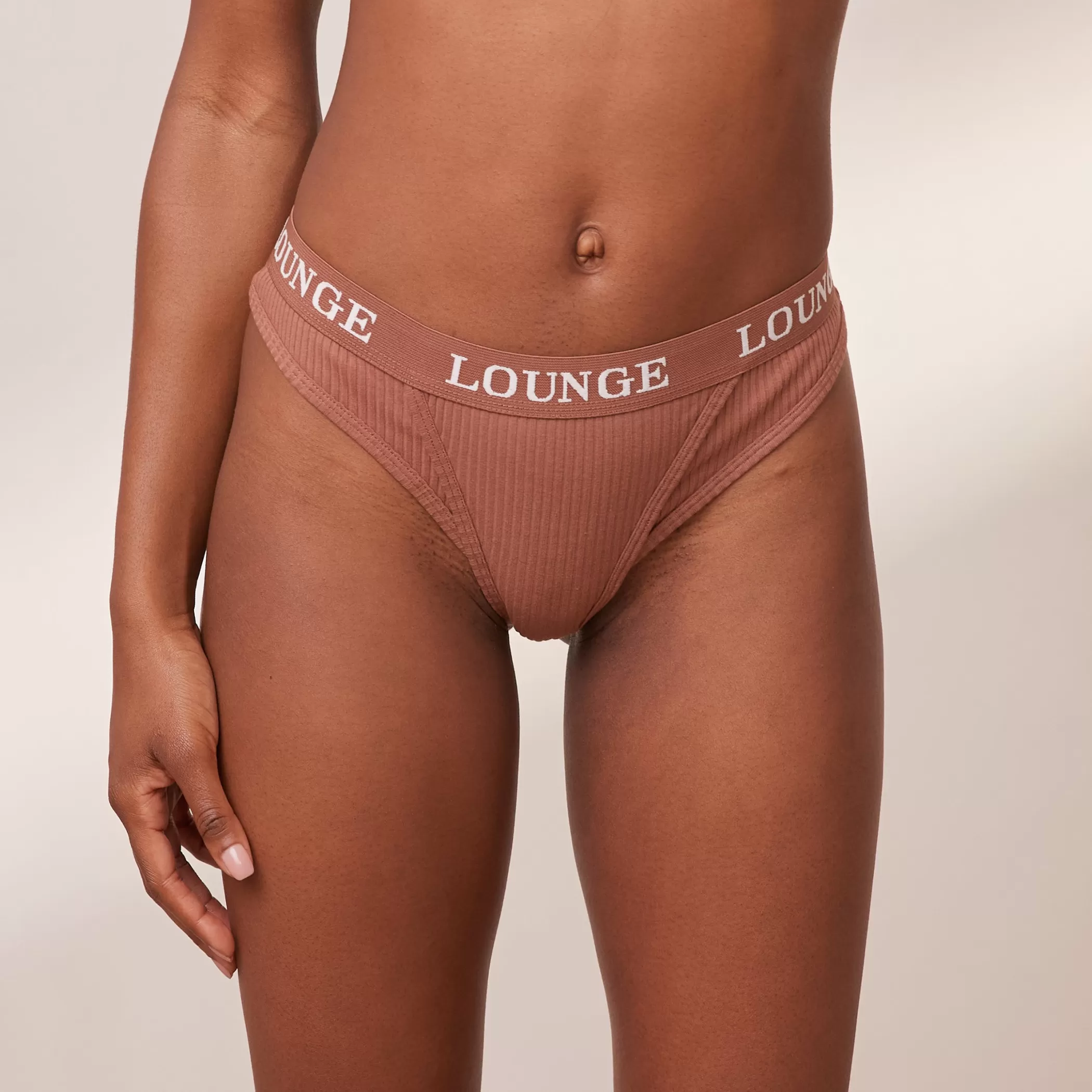 Panties | Lounge Ultra Comfort Ribbed Thong - Mocha