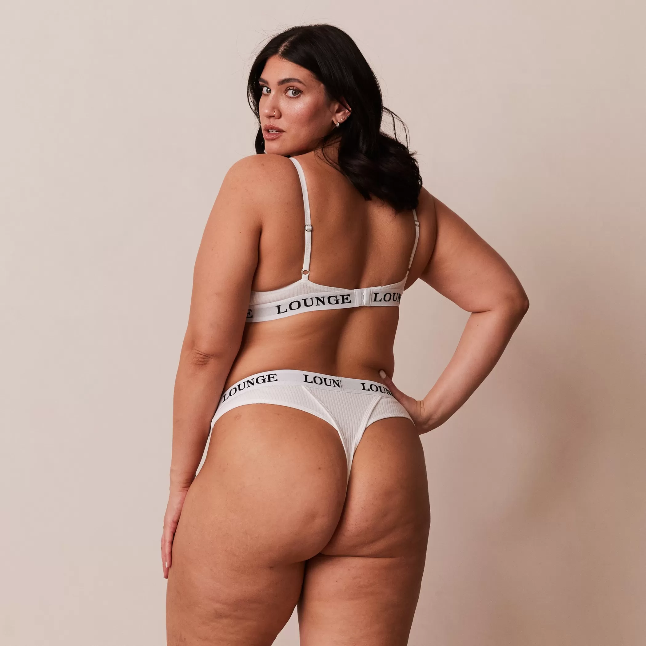 Bras | Lounge Ultra Comfort Ribbed T-Shirt Bra & Thong Set - White