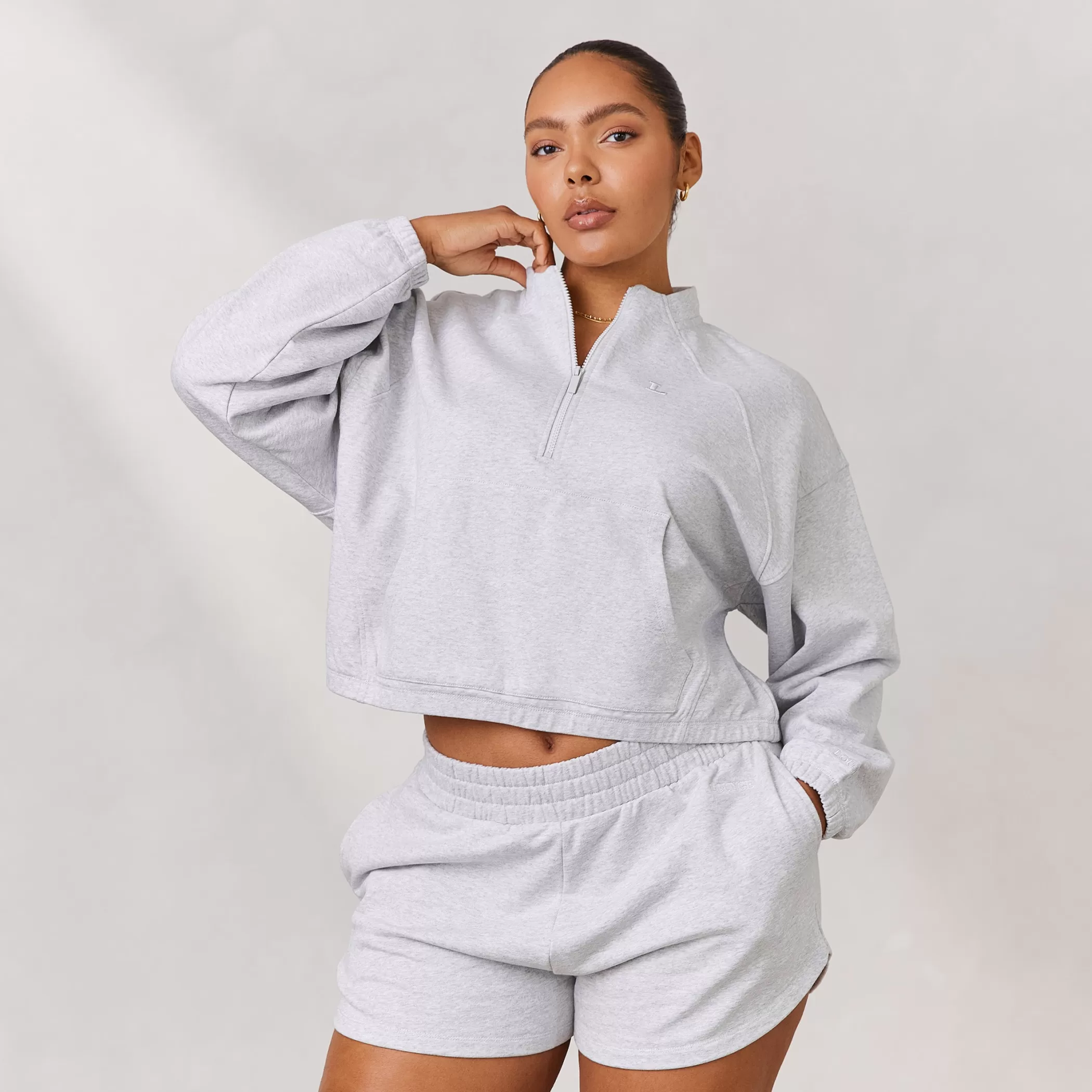 Clothing | Lounge Varsity Quarter Zip Sweater - Frost Melange FrostMelange