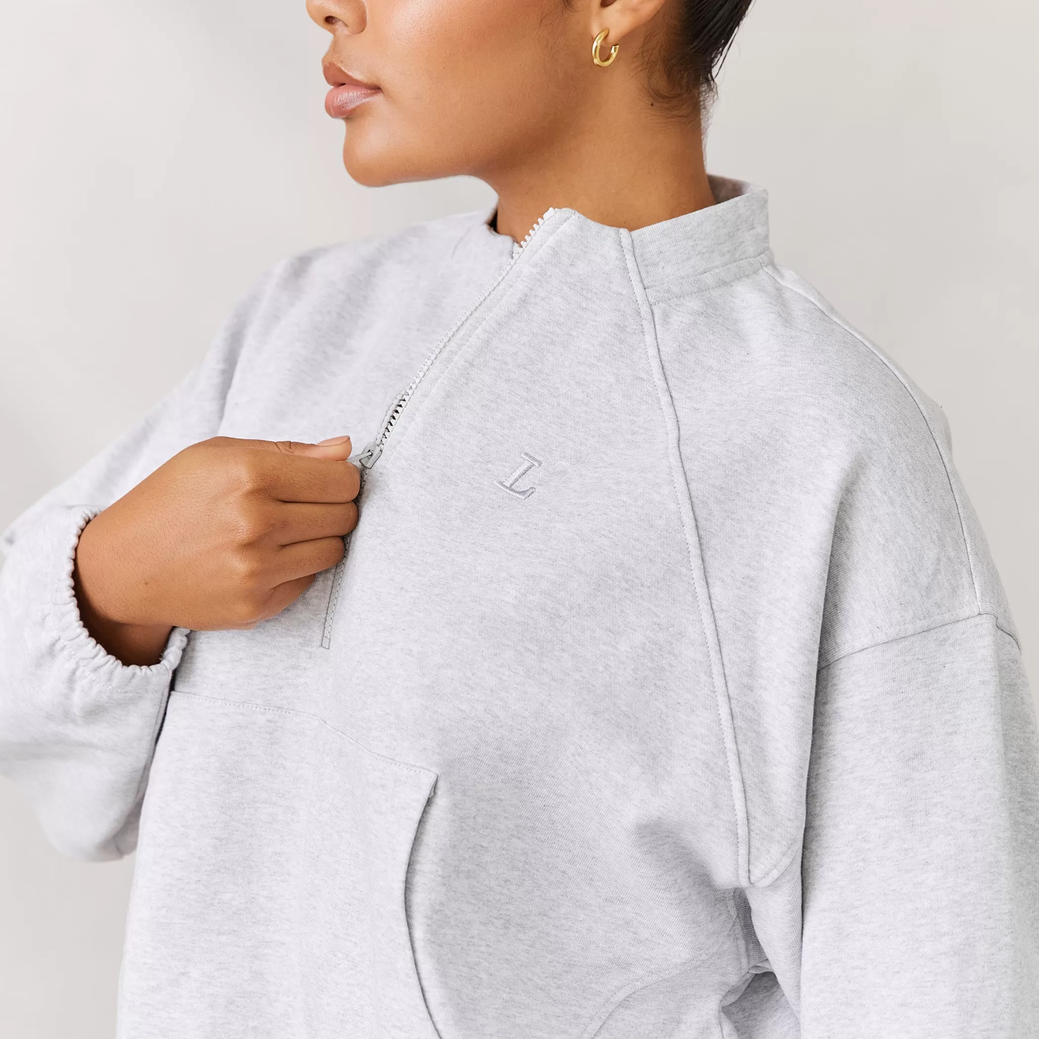 Clothing | Lounge Varsity Quarter Zip Sweater - Frost Melange FrostMelange