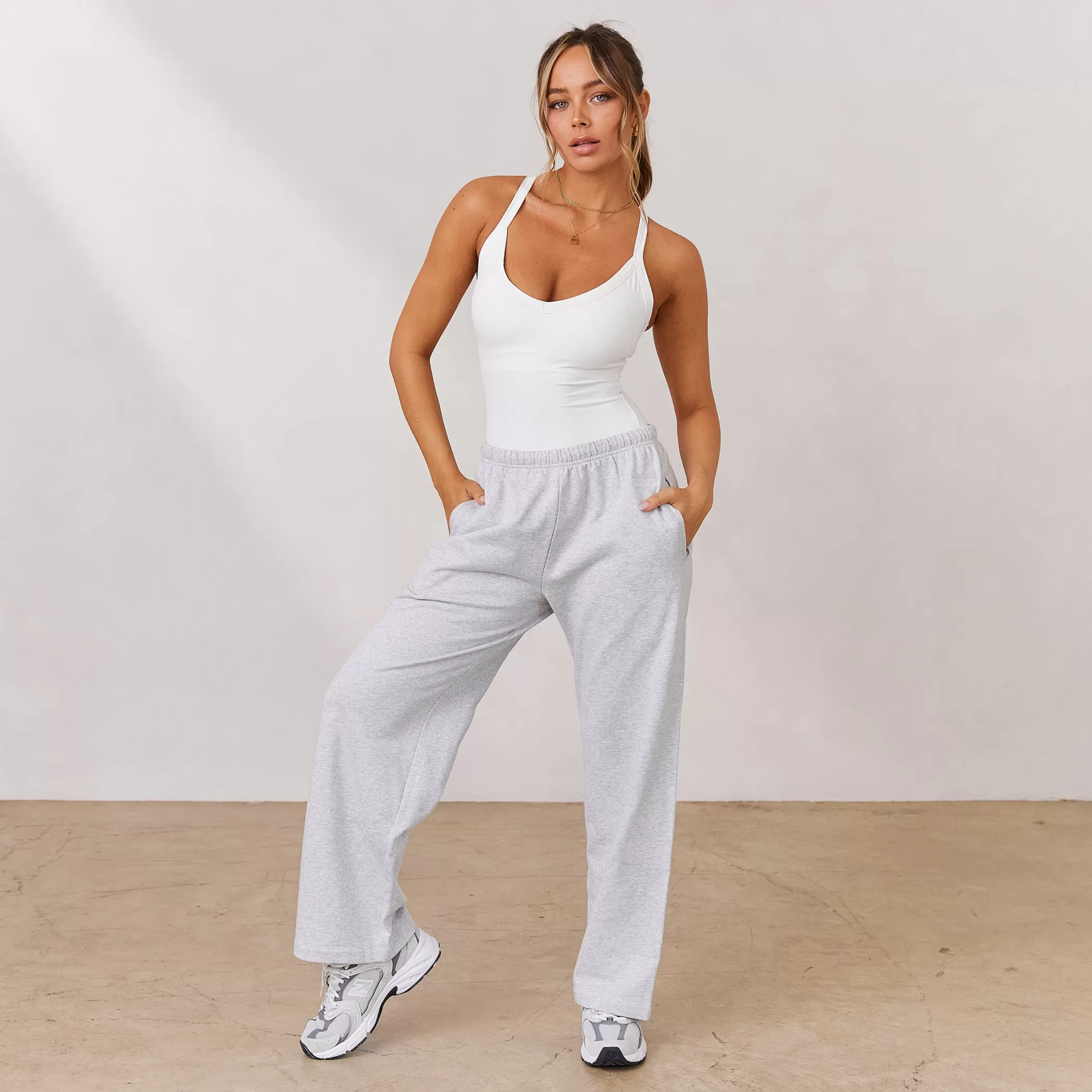 Clothing | Lounge Varsity Straight Leg Sweatpants - Frost Melange FrostMelange