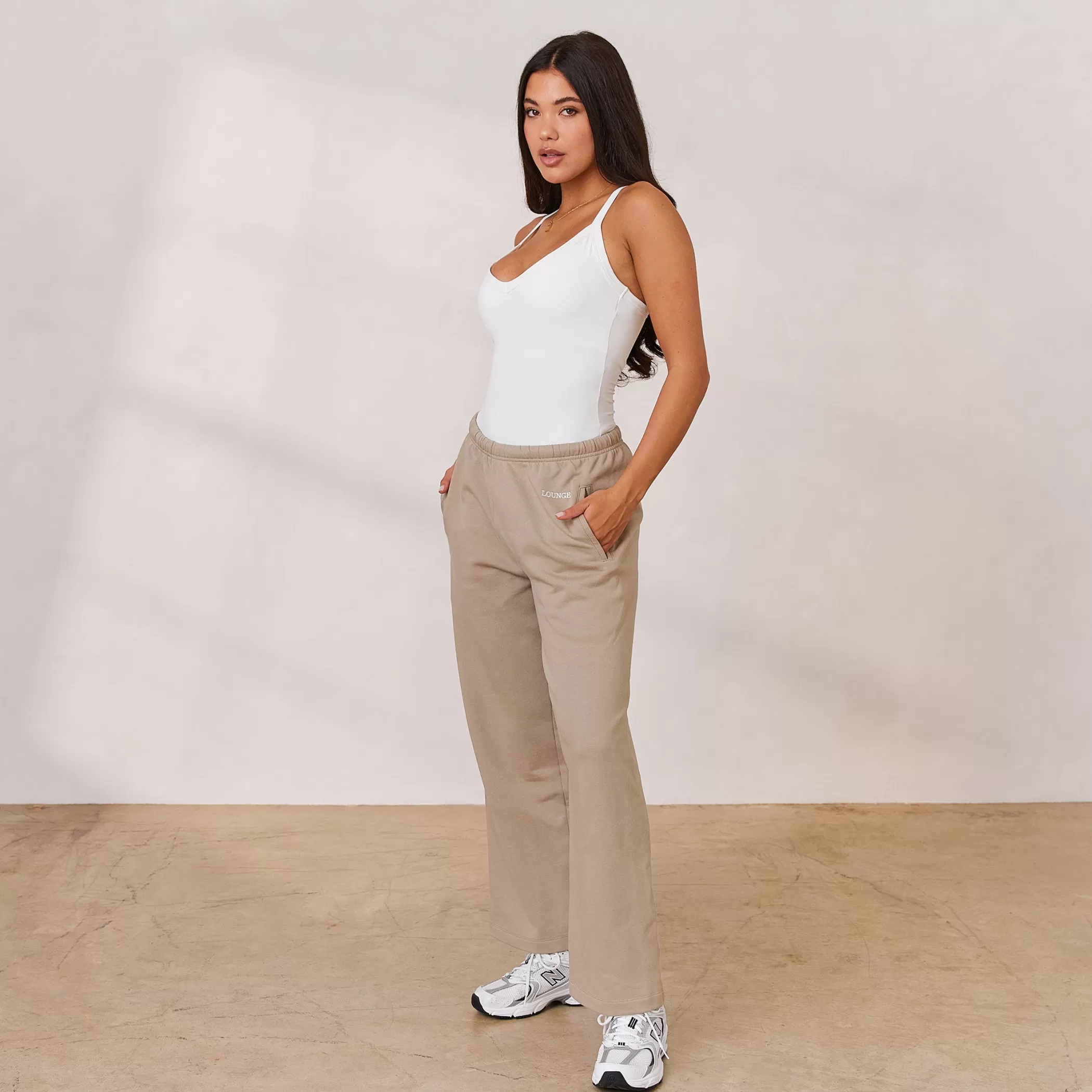 Clothing | Lounge Varsity Straight Leg Sweatpants - Oat