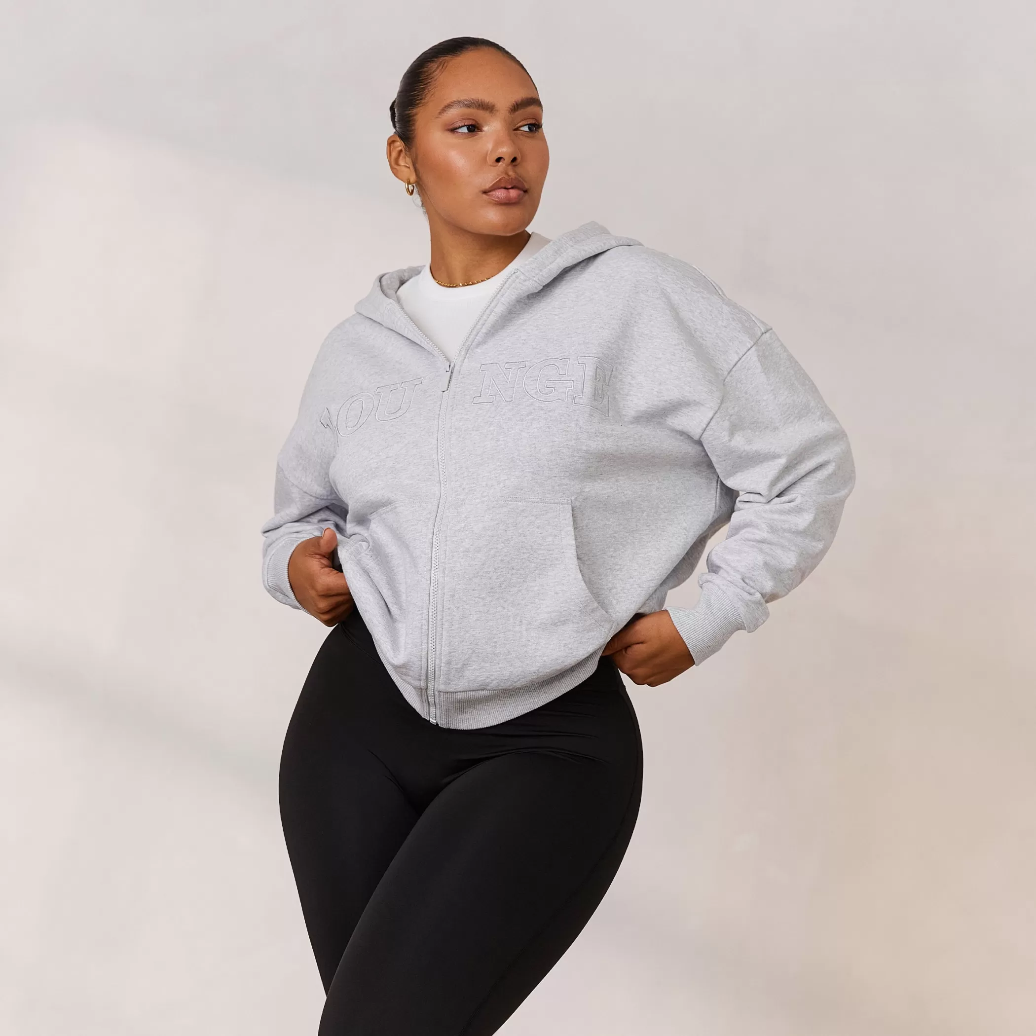 Clothing | Lounge Varsity Zip-Up Hoodie - Frost Melange FrostMelange