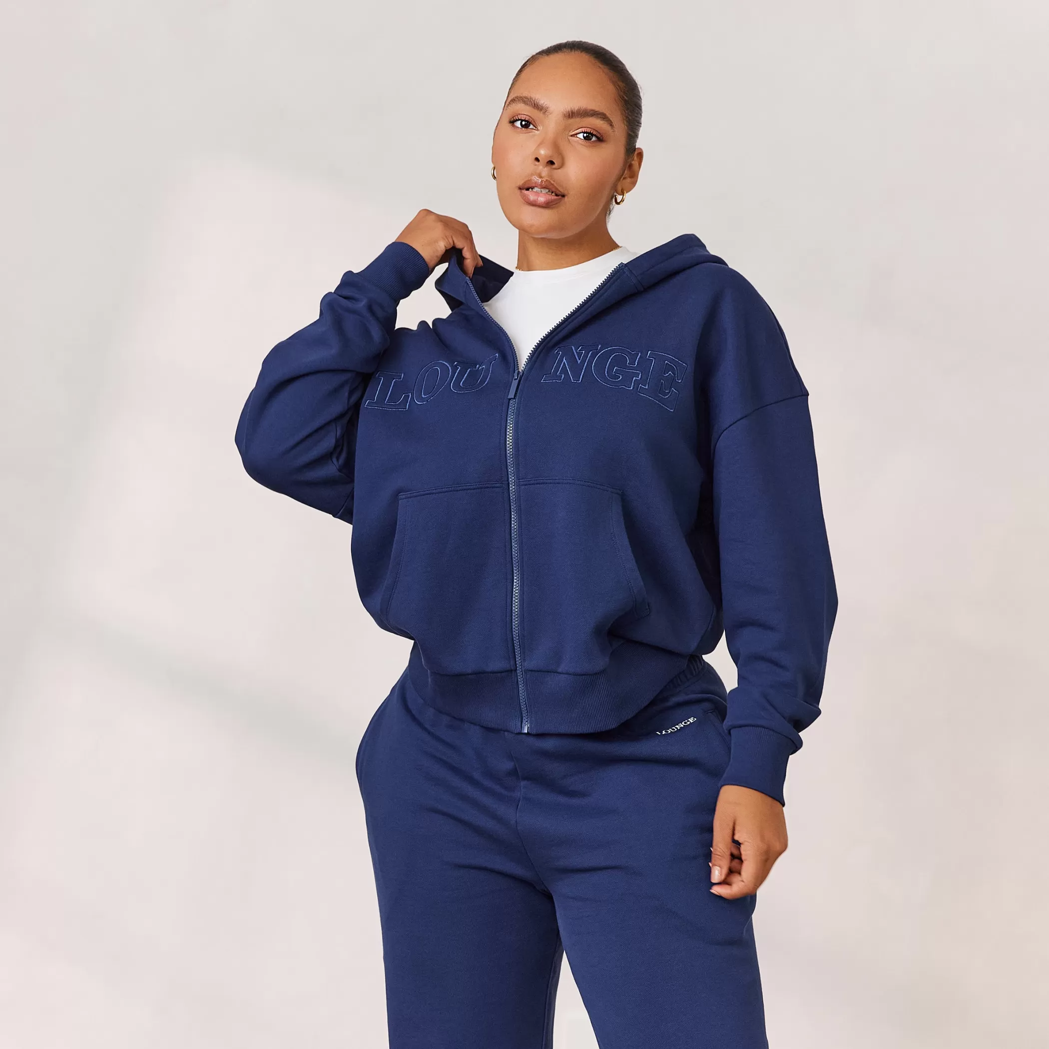Clothing | Lounge Varsity Zip-Up Hoodie - Navy